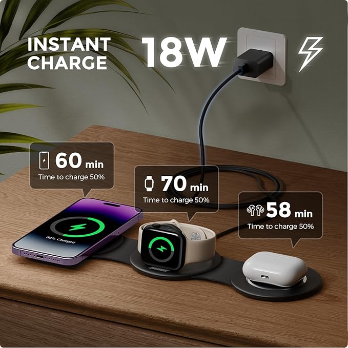 3 in 1 Charging Station for Apple Multiple Devices, Foldable Travel Wireless Charger 18W for iPhone 16 15 14 13 Pro Max Plus &Apple Watch Series/Airpods - Image 6