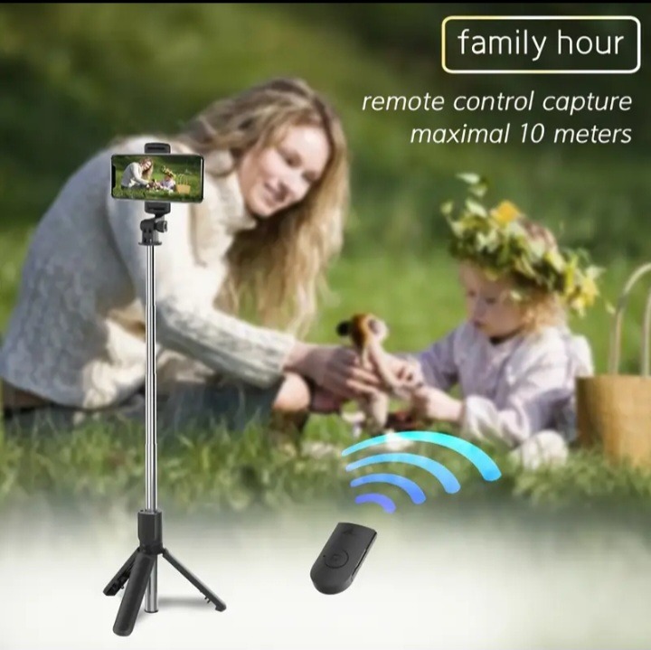 Extendable cell phone selfie stick, smartphone tripod stand with wireless remote, 360 rotation for iPhone/Samsung/Android smartphones